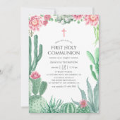 Invitation Première communion aux succulentes aquarelles (Devant)