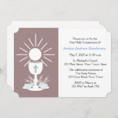 Invitation Première communion avec Chalice, Mauve (Devant / Derrière)