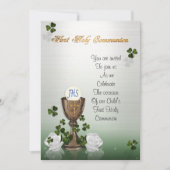 Invitation Première communion avec les shamrocks irlandais (Devant)