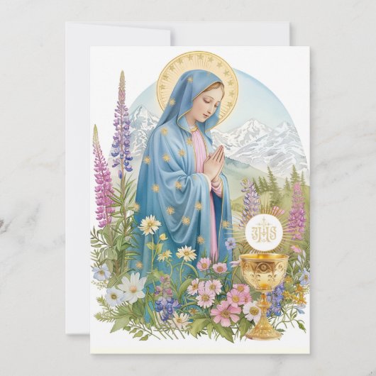 Invitation Première Communion Béni Marie Chalice Hôte (Devant)