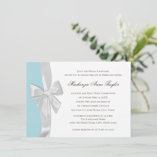Invitation Première communion Big Bow (Debout devant)