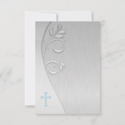 Invitation Première communion bleu et gris (Dos)