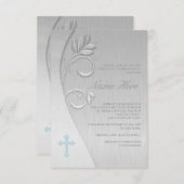 Invitation Première communion bleu et gris (Devant / Derrière)