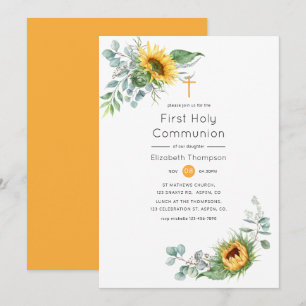 Invitation Première communion Bohème Soleil Eucalyptus