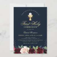 première communion bordeaux bleu floral