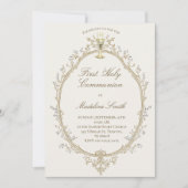 Invitation première communion cadre beige (Devant)