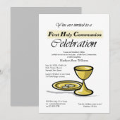 Invitation Première Communion Calice d'or, Patène (Devant / Derrière)