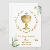 Invitation Première Communion - Calisse Croix ar (Devant / Derrière)