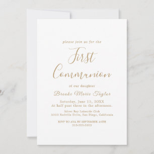 Invitation Première communion calligraphie or délicate