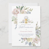 Invitation Première communion catholique bouquets de fleurs d (Devant)