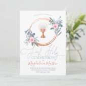 Invitation première communion catholique décoration florale (Debout devant)
