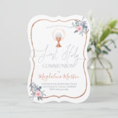 Invitation Première communion catholique fille (Debout devant)
