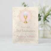 Invitation Première communion catholique fille (Debout devant)