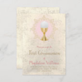 Invitation Première communion catholique fille (Devant / Derrière)