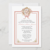 Invitation Première communion catholique Marie Jésus rose (Devant)