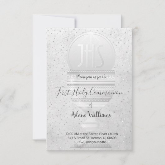 Invitation Première communion catholique Modèle eucharistique (Devant)
