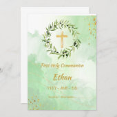 Invitation Première Communion - Cercle olivier (Devant / Derrière)