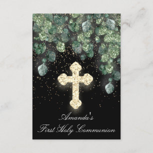 Invitation Première Communion chrétienne Événement Croix Or