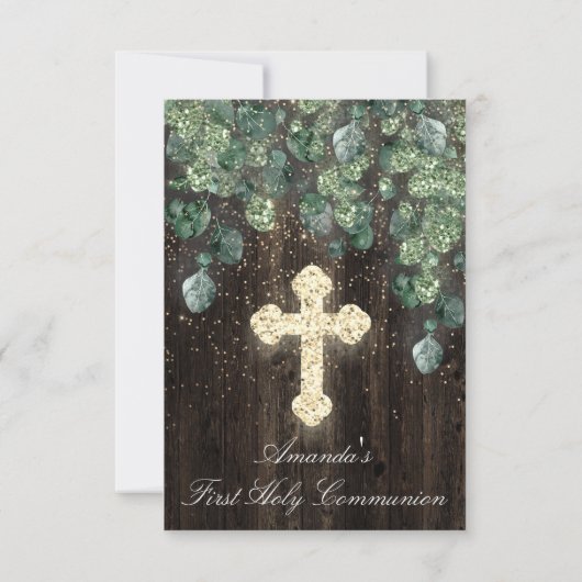 Invitation Première Communion chrétienne Événement Croix Rust (Dos)