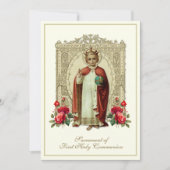 Invitation Première communion Christ le roi Roses (Devant)