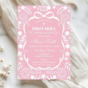 Invitation Première communion Cielito Lindo rose