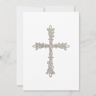 Invitation Première communion Croix d'argent