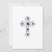 Invitation Première communion Croix d'argent ornée (Devant)