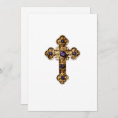 Invitation Première communion Croix d'or Ornate (Devant / Derrière)