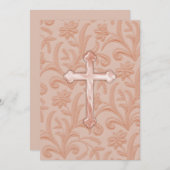 Invitation Première communion Croix "Embossée" (Devant / Derrière)