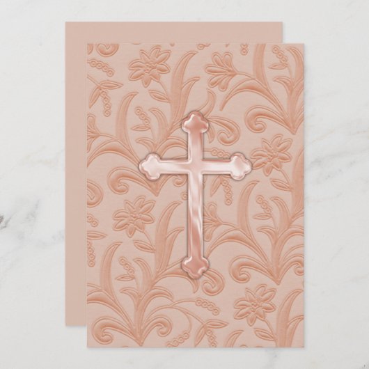 Invitation Première communion Croix "Embossée" (Devant / Derrière)