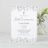 Invitation Première communion Croix tirée main (Debout devant)