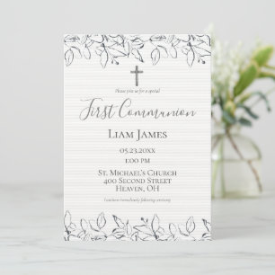 Invitation Première communion Croix tirée main