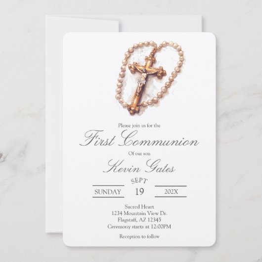Invitation première communion Crucifix (Devant)