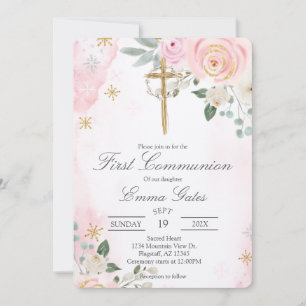 Invitation première communion Crucifix