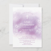Invitation Première communion d'aquarelle pourpre (Devant)