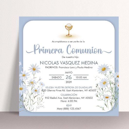 Invitation Première communion de Chalice Primera espagnole