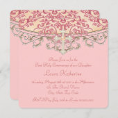 Invitation Première communion de corail élégant de pêche (Devant / Derrière)