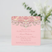 Invitation Première communion de corail élégant de pêche (Debout devant)