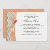 Invitation Première communion de Coral Bow et Burlap (Devant / Derrière)