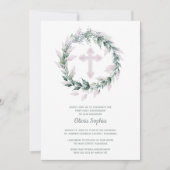 Invitation Première communion de couronnes roses (Devant)