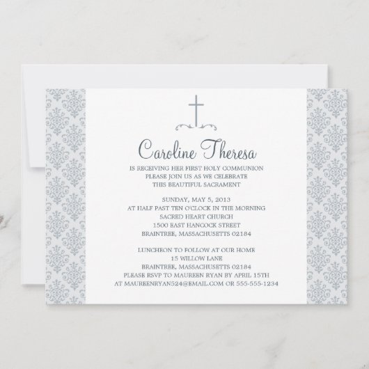 Invitation Première communion de Damask (Devant)