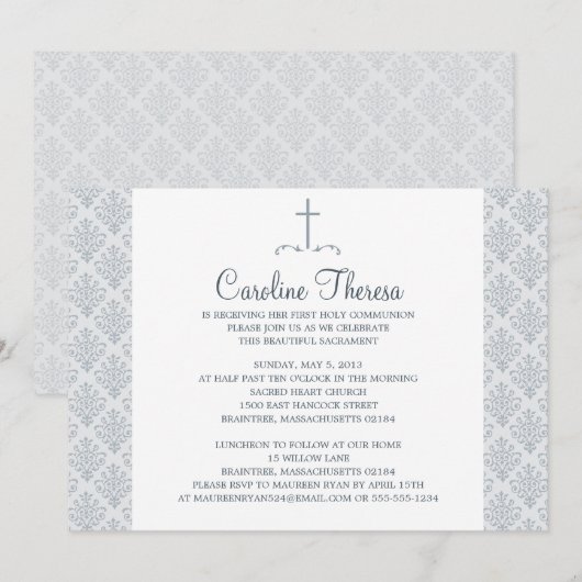 Invitation Première communion de Damask (Devant / Derrière)