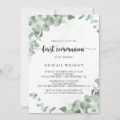 Invitation Première communion de feuillage vert classique Euc (Devant)