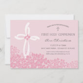 Invitation Première communion de fille avec Croix (Devant)