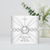 Invitation Première communion de fille Blanc Argent 2 (Debout devant)