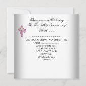 Invitation Première communion de fille blanc rose (Dos)
