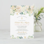 Invitation Première communion de Fille Florale Vive et Verte (Debout devant)