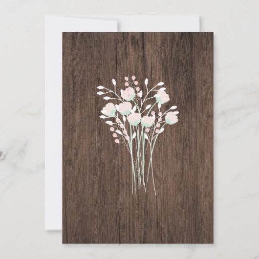 Invitation Première communion de fleurs de bois rustique (Dos)