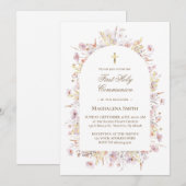 Invitation première communion de fleurs sauvages (Devant / Derrière)