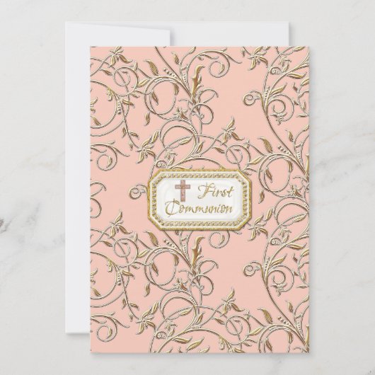 Invitation Première communion de Glam Old Hollywood Regency C (Devant)